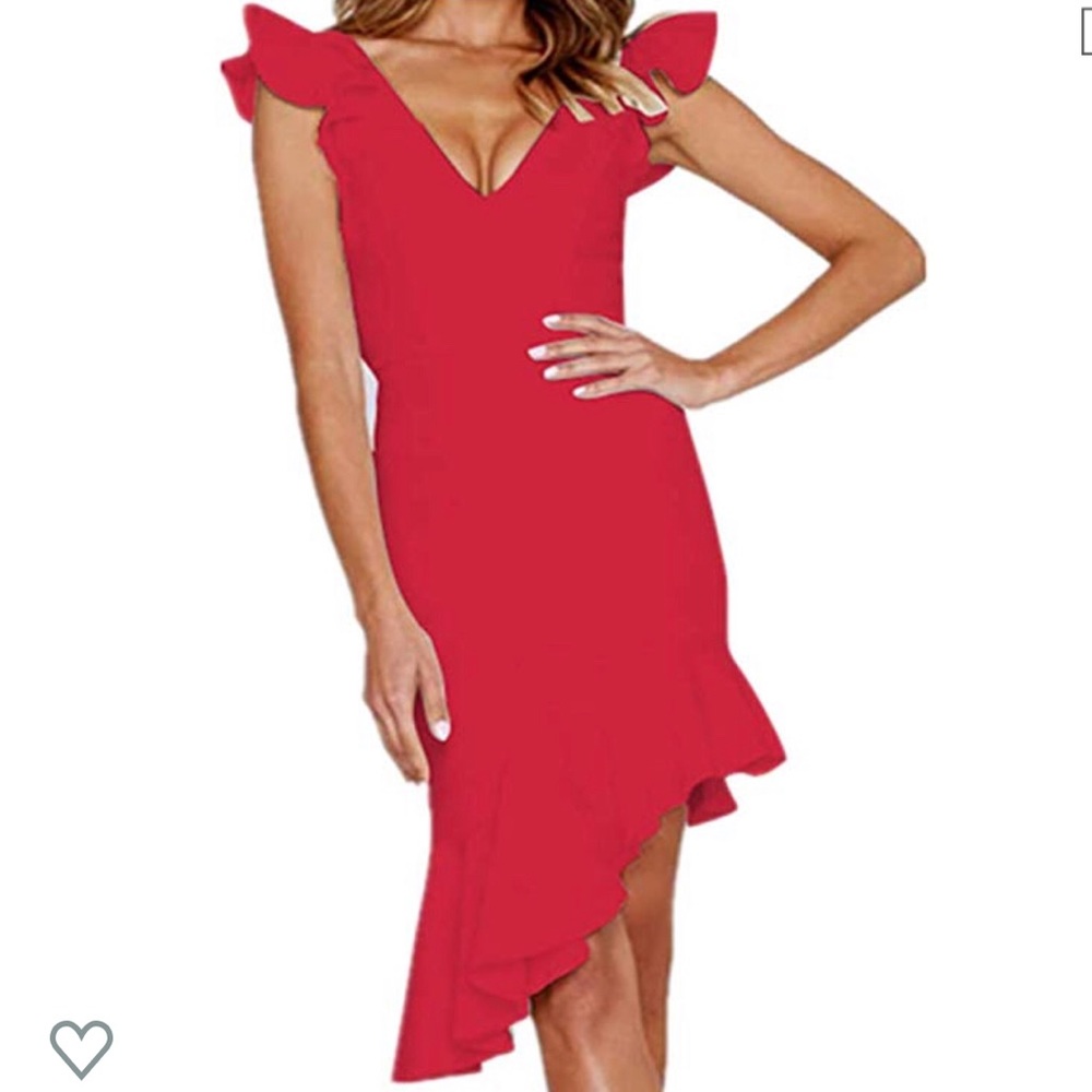 Amazon Red Midi Cocktail Dress
